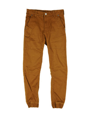 Cotton Rich Adjustable Waist Cuff Cargo Trousers (5-14 Years) Image 2 of 3