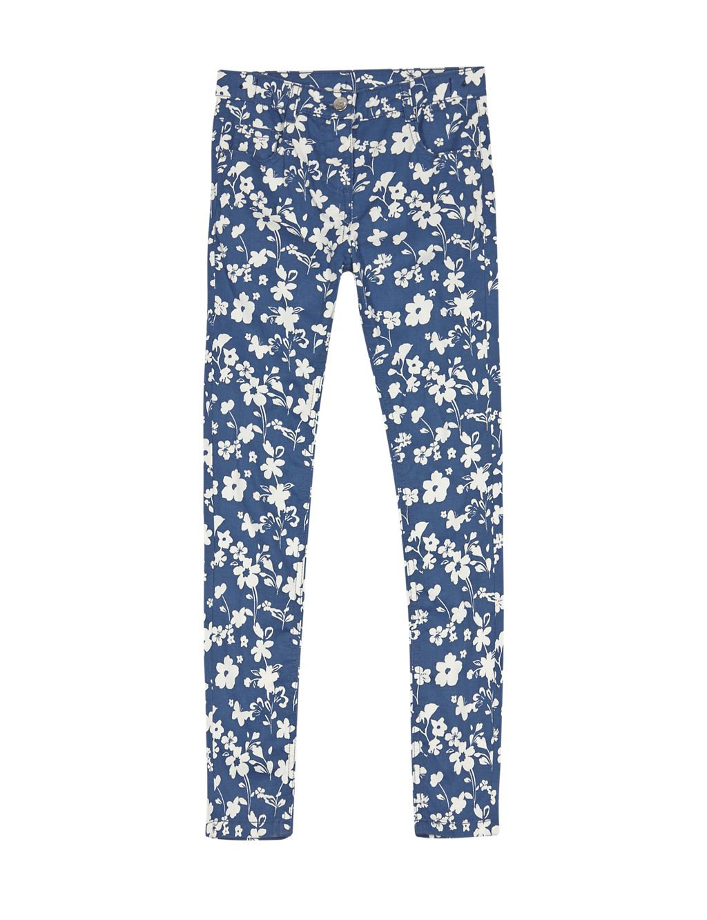 Cotton Rich Adjustable Waist Floral Jeans (5-14 Years) 1 of 3