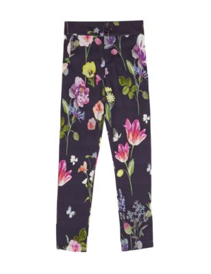 Cotton Rich Adjustable Waist Floral Trousers (1-7 Years) Image 2 of 3