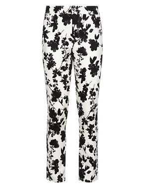 Cotton Rich Adjustable Waist Floral Trousers (5-14 Years) Image 2 of 3