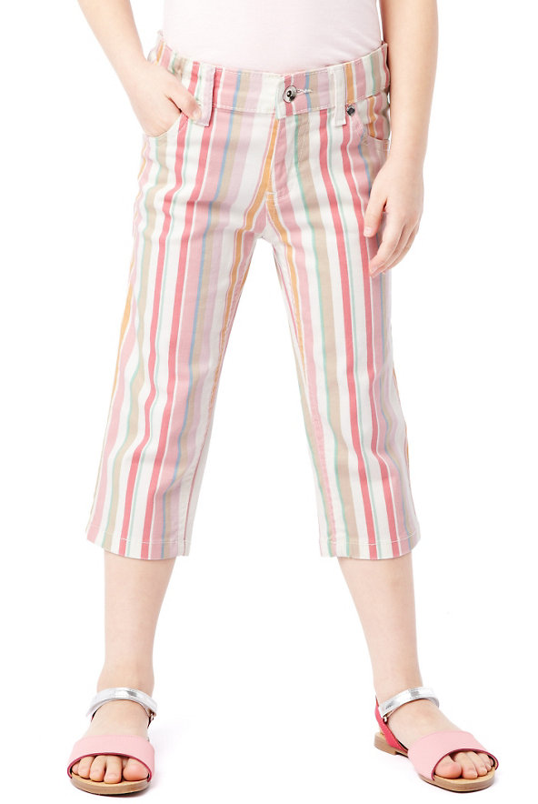 Cotton Rich Adjustable Waist Striped Jeans Image 1 of 1