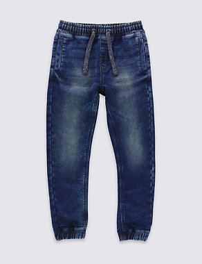 Cotton Rich Adjustable Waistband Denim Joggers (5-14 Years) Image 2 of 3