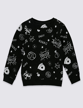 Cotton Rich All Over Print Sweatshirt (1-7 Years) Image 2 of 3