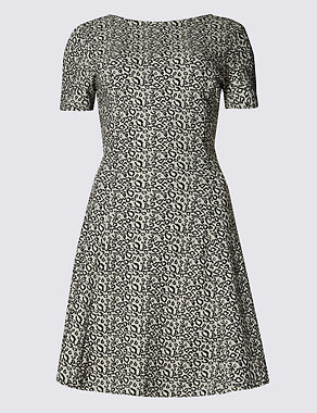 Cotton Rich Animal Print Fit & Flare Dress Image 2 of 3