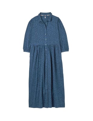 Cotton Rich Animal Print Midi Vegan Shirt Dress Image 2 of 7