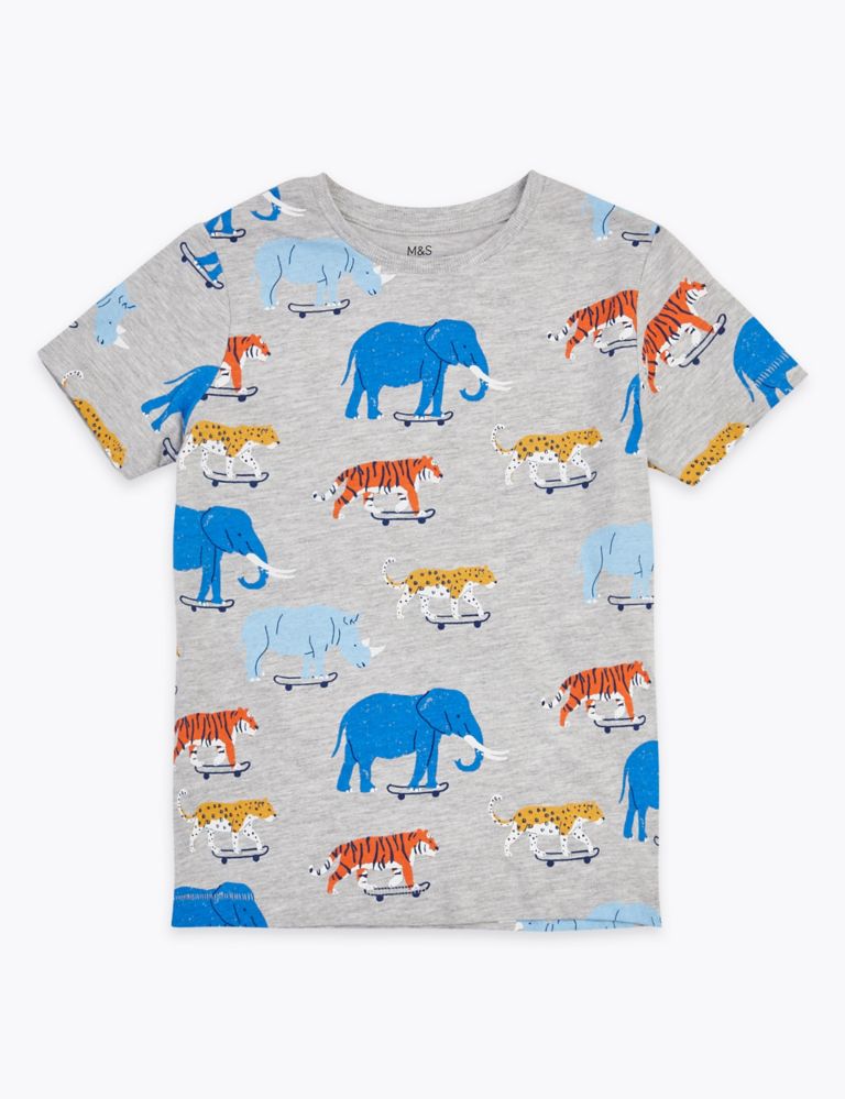 Cotton Rich Animal Print T-Shirt (2-7 Years) 2 of 4