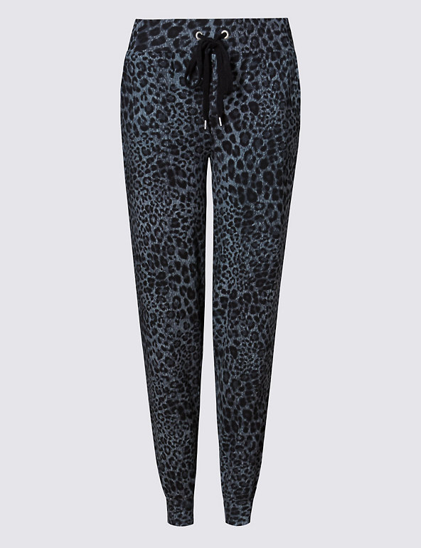 Cotton Rich Animal Print Tapered Leg Joggers Image 1 of 2