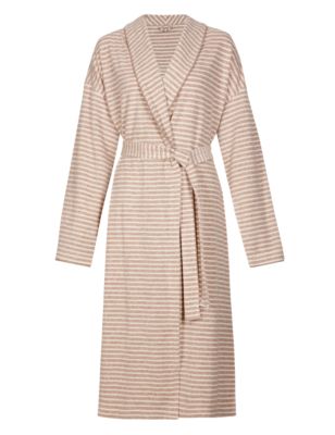 Cotton Rich Baby Terry Striped Wrap Dressing Gown Image 2 of 5