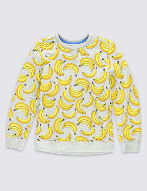 Cotton Rich Banana Print Sweatshirt (5-14 Years) Image 2 of 3