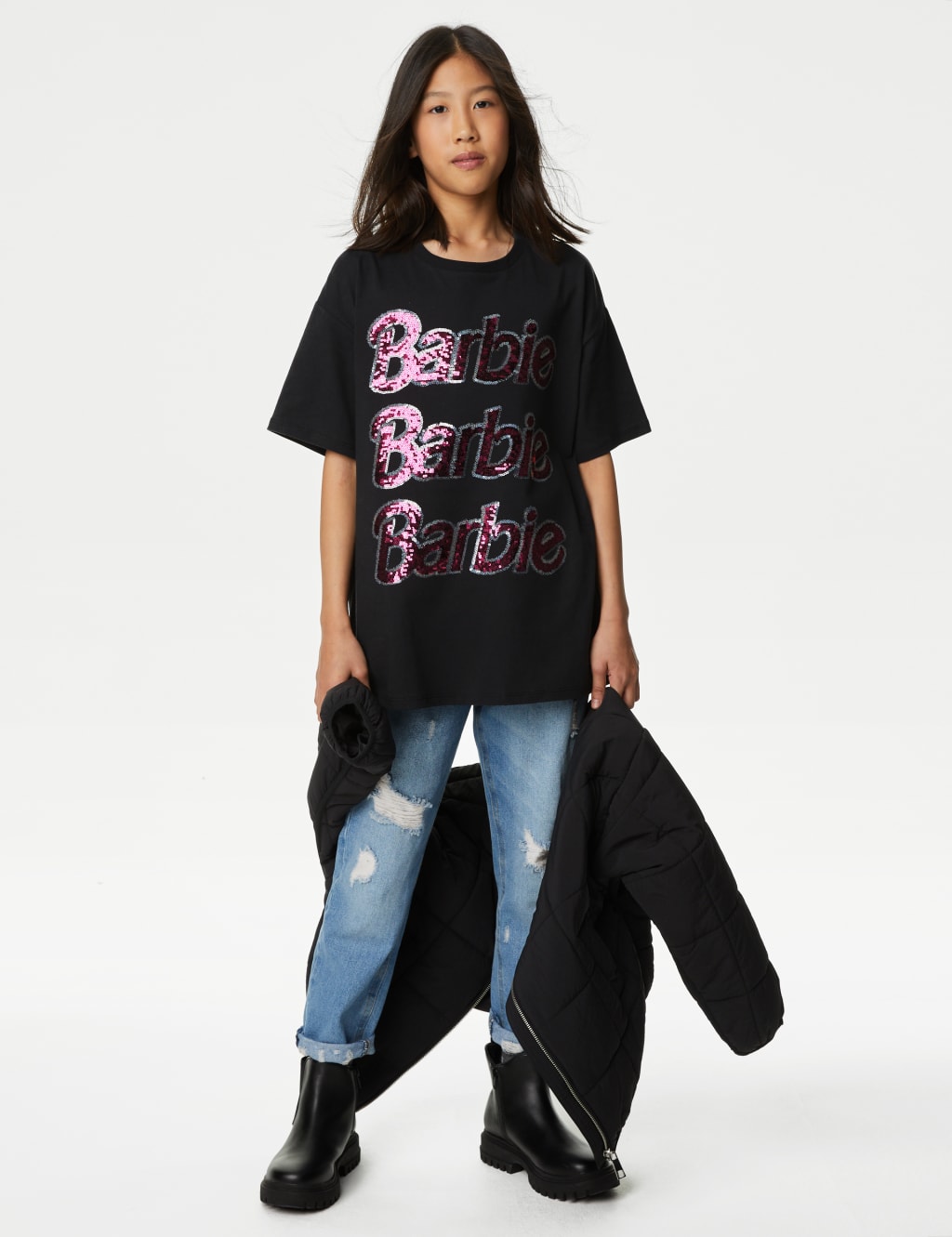 Cotton Rich Barbie Sequin T Shirt 5 16 Yrs M S Collection M S