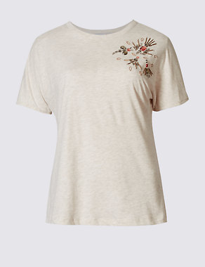 Cotton Rich Beaded Dragonfly T-Shirt Image 2 of 4