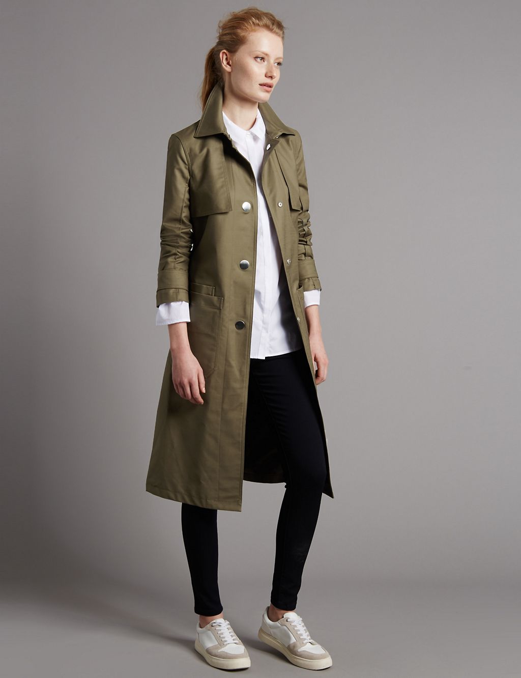 Cotton Rich Belted Coat with Stormwear™ 1 of 4