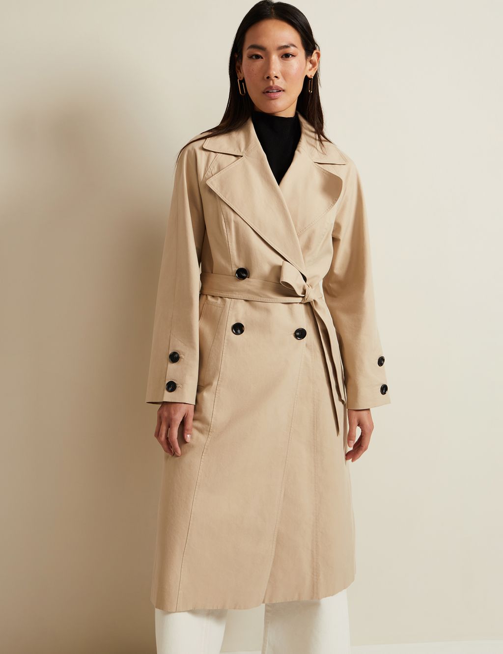 Cotton Rich Belted Collared Trench Coat | Phase Eight | M&S
