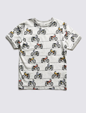 Cotton Rich Bike Print T-Shirt (1-7 Years) Image 2 of 3