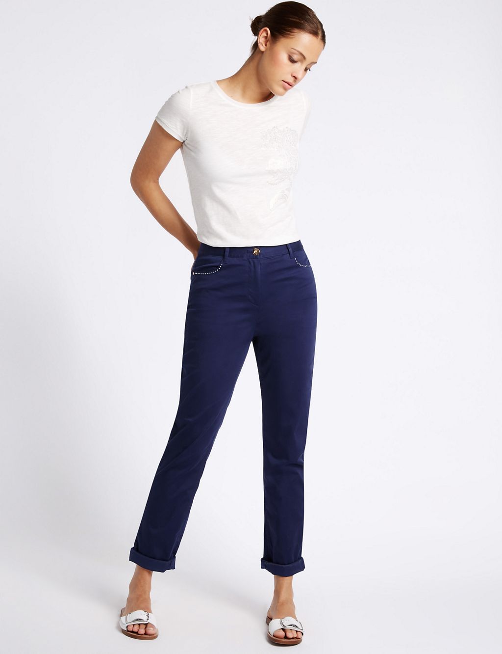 Cotton Rich Bling Straight Leg Trousers 3 of 6