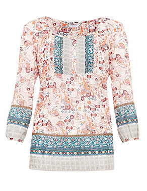 Cotton Rich Boho Print Tunic with Silk Image 2 of 6