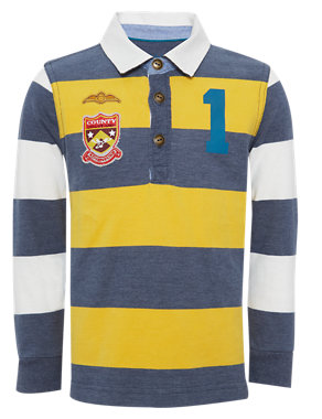 Cotton Rich Bold Striped Rugby Shirt Image 2 of 5