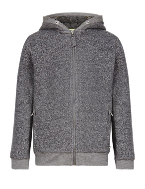 Cotton Rich Borg Lined Hooded Sweat Top (5-14 Years) Image 2 of 4