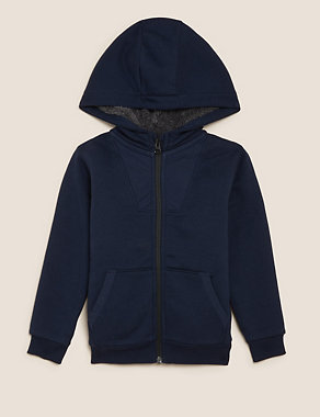 Cotton Rich Borg Lined Hoodie (2-7 Yrs) Image 2 of 5