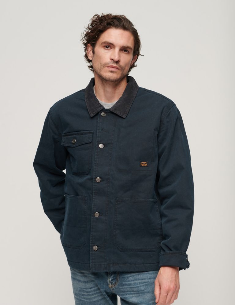 Cotton Rich Borg Lined Utility Jacket | Superdry | M&S