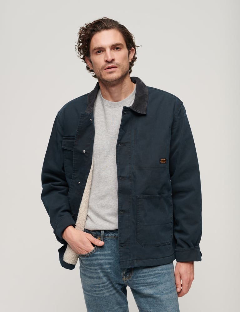 Cotton Rich Borg Lined Utility Jacket Superdry M S