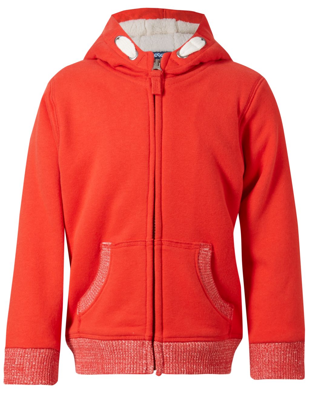Cotton Rich Borg Lined Zipped Through Hooded Sweat Top (1-7 Years) 5 of 6