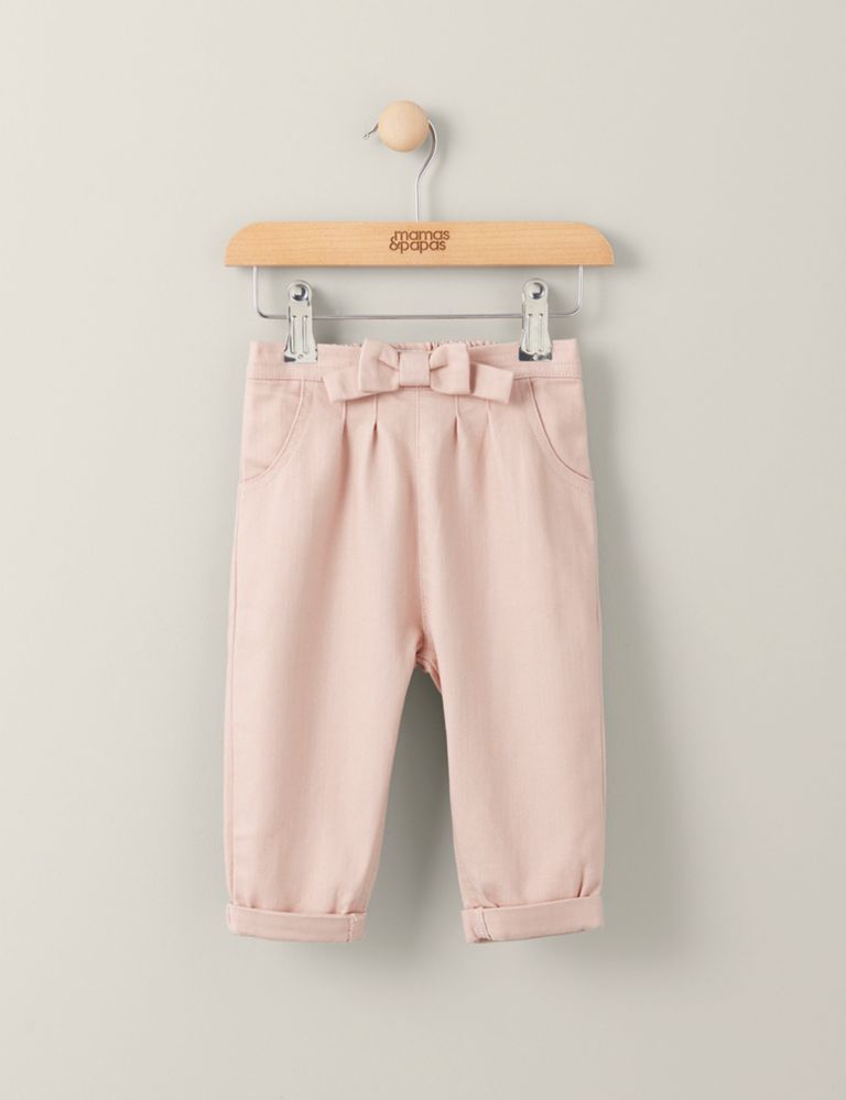 Cotton Rich Bow Trousers (0-3 Yrs) 1 of 2