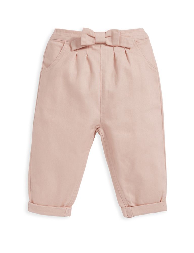 Cotton Rich Bow Trousers (0-3 Yrs) 2 of 2