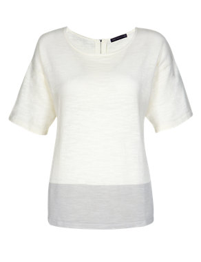 Cotton Rich Boxy Knitted T-Shirt Image 2 of 4
