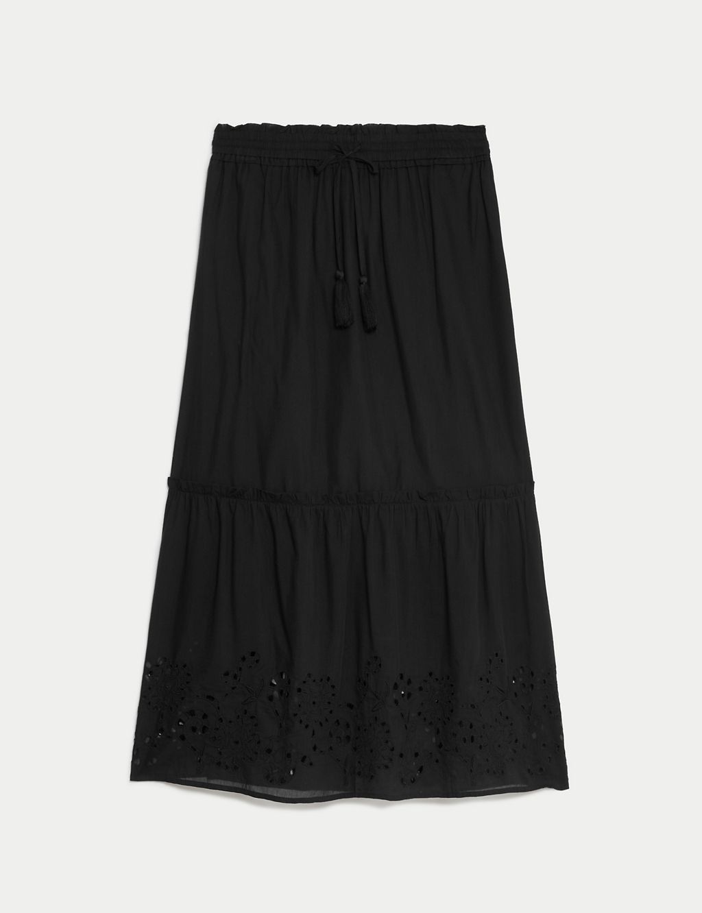 Cotton Rich Broderie Midaxi Tiered Skirt 1 of 5
