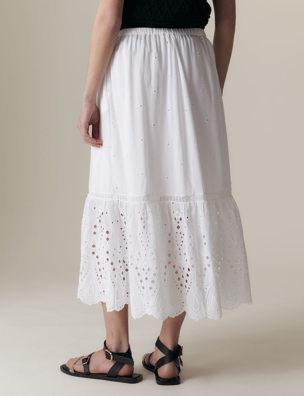 Cotton Rich Broderie Midaxi Tiered Skirt 5 of 5