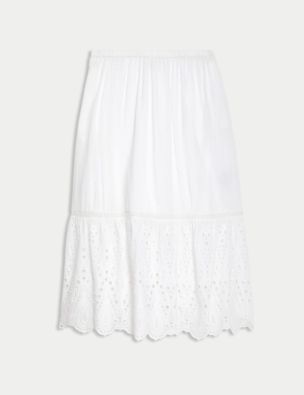 Cotton Rich Broderie Midaxi Tiered Skirt 1 of 6