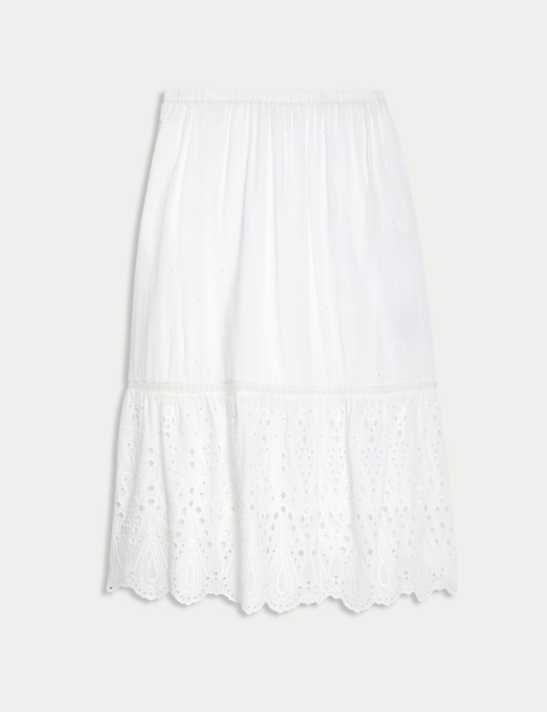 Cotton Rich Broderie Midaxi Tiered Skirt 2 of 5