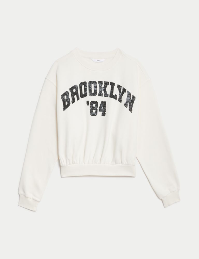 Cotton Rich Brooklyn Slogan Sweatshirt (6-16 Yrs) 2 of 5