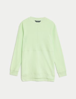Cotton Rich Brushed Longline Sweatshirt Image 2 of 6