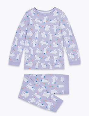 Cotton Rich Bunny Print Pyjamas (1-7 Yrs) Image 2 of 4