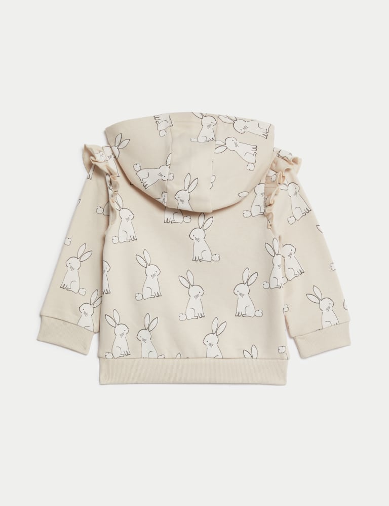 Cotton Rich Bunny Print Zip Hoodie (0-3 Yrs) 2 of 3