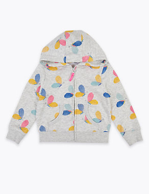 Cotton Rich Butterfly Print Hoodie (2-7 Yrs) Image 2 of 4