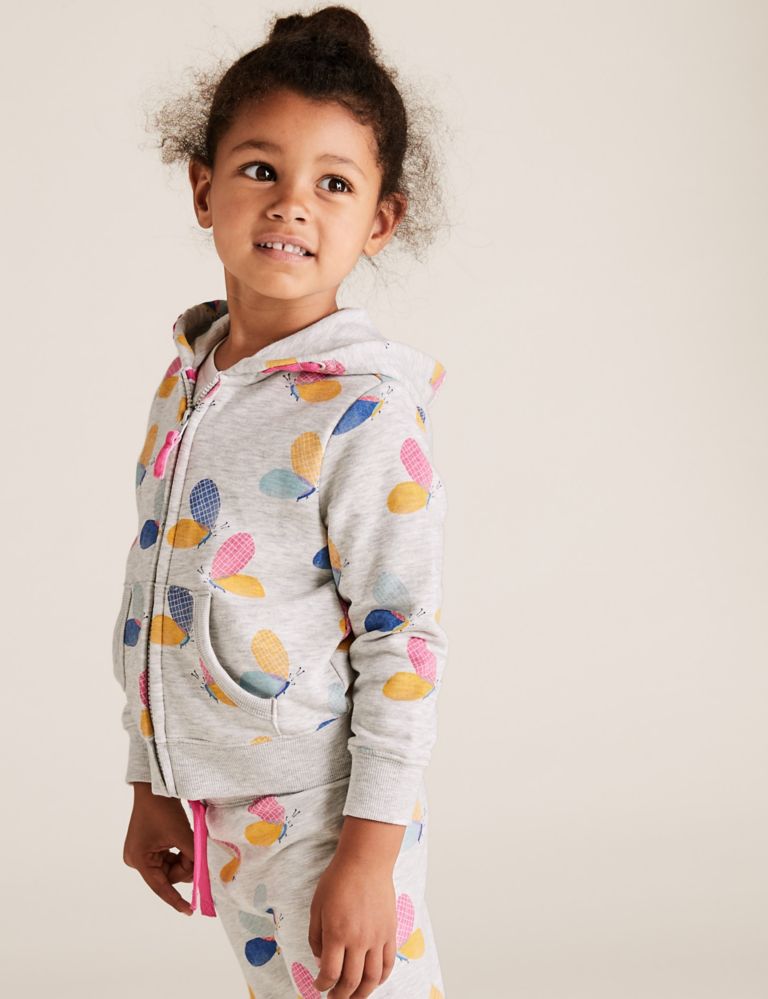 Cotton Rich Butterfly Print Hoodie (2-7 Yrs) | M&S Collection | M&S