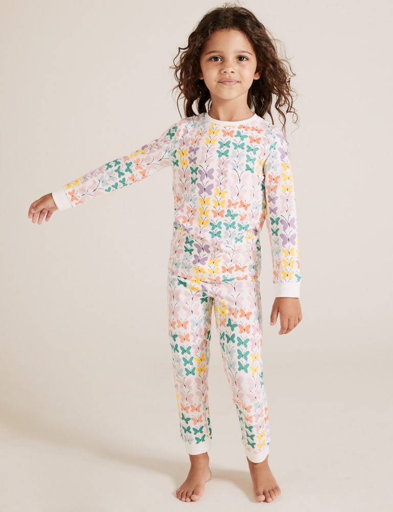 Cotton Rich Butterfly Print Pyjama Set (1-7 Yrs) 3 of 5