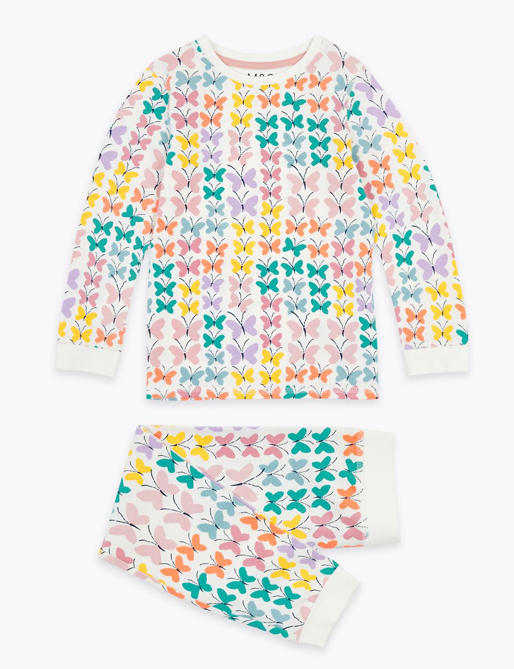 Cotton Rich Butterfly Print Pyjama Set (1-7 Yrs) 1 of 5