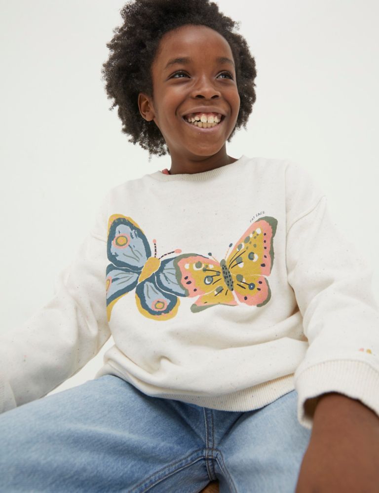 Cotton Rich Butterfly Print Sweatshirt (3-13 Yrs) 4 of 4