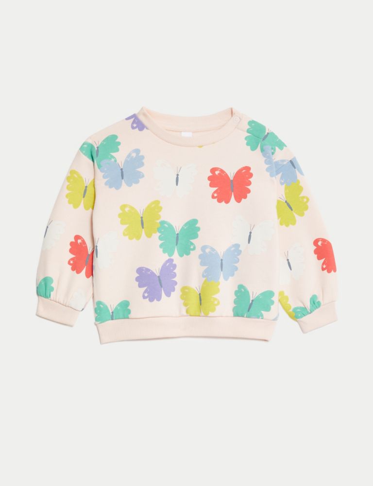 Cotton Rich Butterfly Sweatshirt (0-3 Yrs) 1 of 3