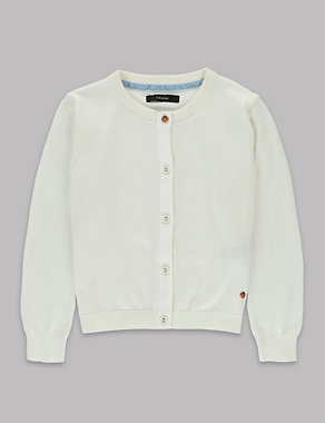 Cotton Rich Button Through Cardigan with Cashmere (1-7 Years) Image 2 of 3