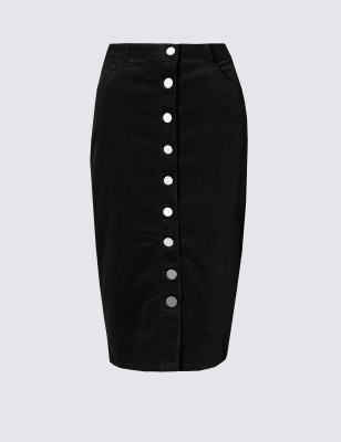 Black corduroy pencil skirt cheap