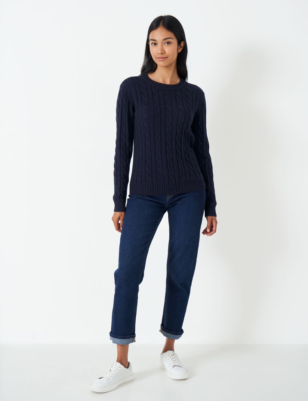 Cotton Rich Cable Knit Crew Neck Jumper 2 of 5