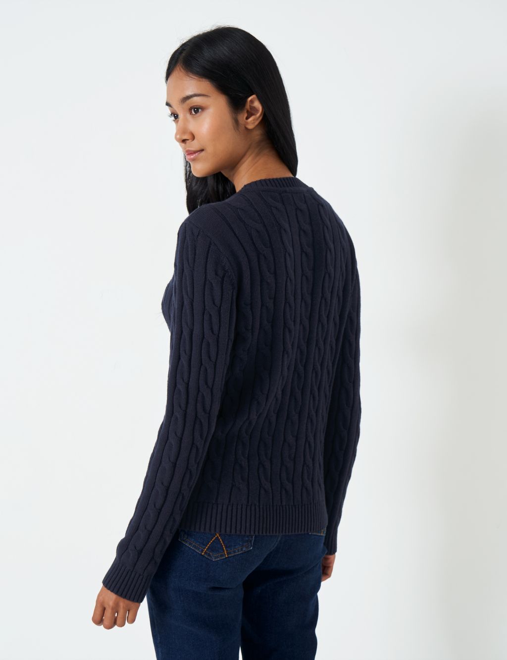 Cotton Rich Cable Knit Crew Neck Jumper 4 of 5
