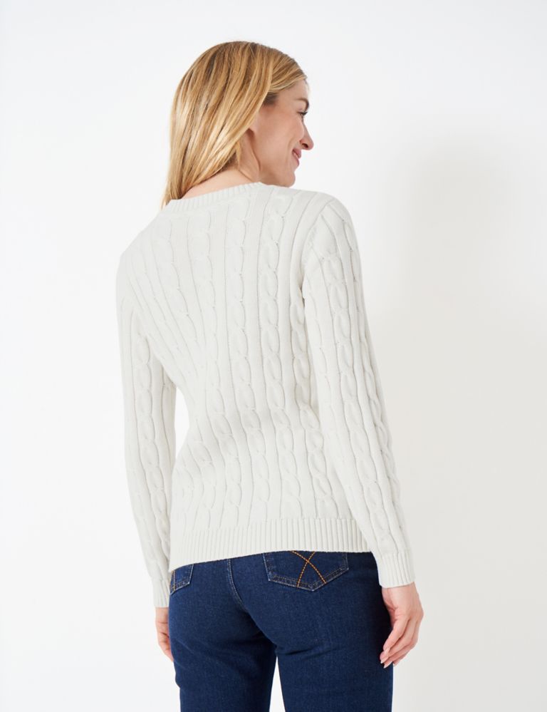 Cotton Rich Cable Knit Crew Neck Jumper 4 of 6