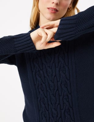 Navy cable outlet knit jumper