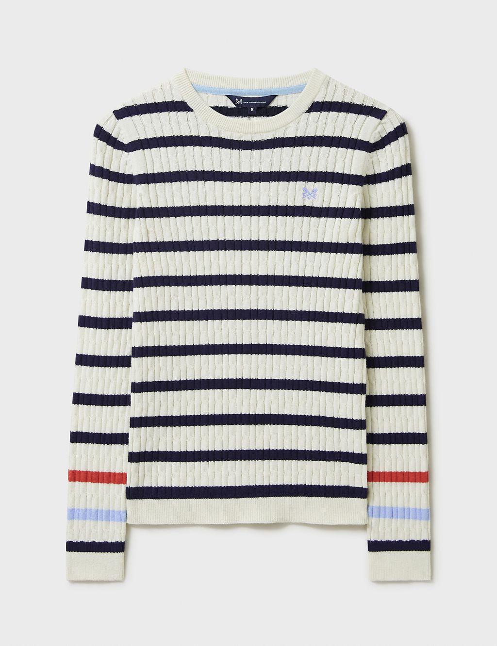 Cotton Rich Cable Knit Striped Jumper 1 of 5